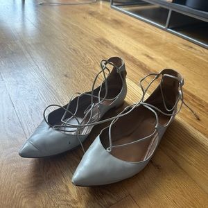 Aquazzura Christy lace up flat gray